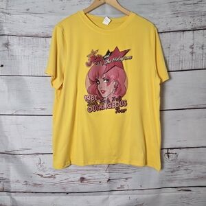 Women's Jem and the Holograms Graphic T-Shirt Size XL Yellow Nostalgic Cartoon
